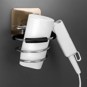 Hair Dryer Holder Rack Storage Organizer Hanger Bathroom Wall Mounted Stand Bathroom Hair Dryer Holder Wall Mount Rack Holder 1x
